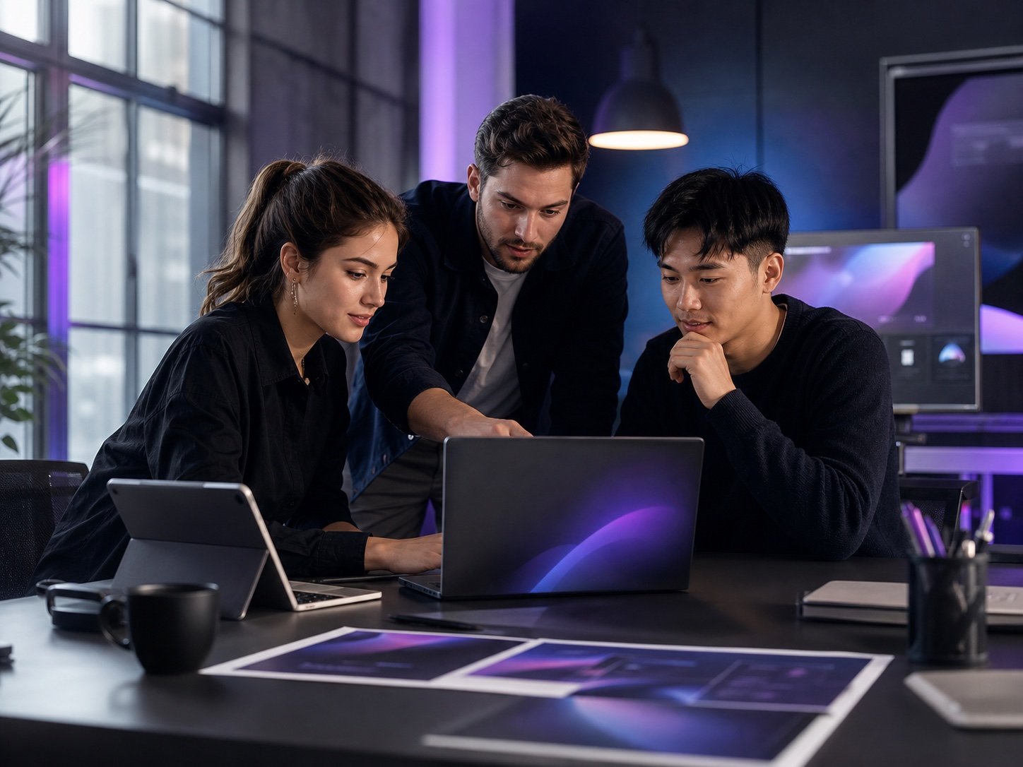 Creative digital agency team collaborating